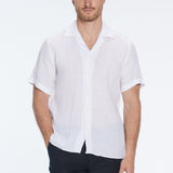 Romeo White Linen Shirt with Camp Collar | Moeva | Men Classic Collar Shirts | Each week unveils new pieces—luxury swimwear, fluid resort silhouettes, and elevated summer-to-evening essentials designed to carry you from coastal escapes to city nights.