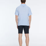 Romeo Baby Blue Linen Shirt with Camp Collar | Moeva | Men Classic Collar Shirts | Each week unveils new pieces—luxury swimwear, fluid resort silhouettes, and elevated summer-to-evening essentials designed to carry you from coastal escapes to city nights.