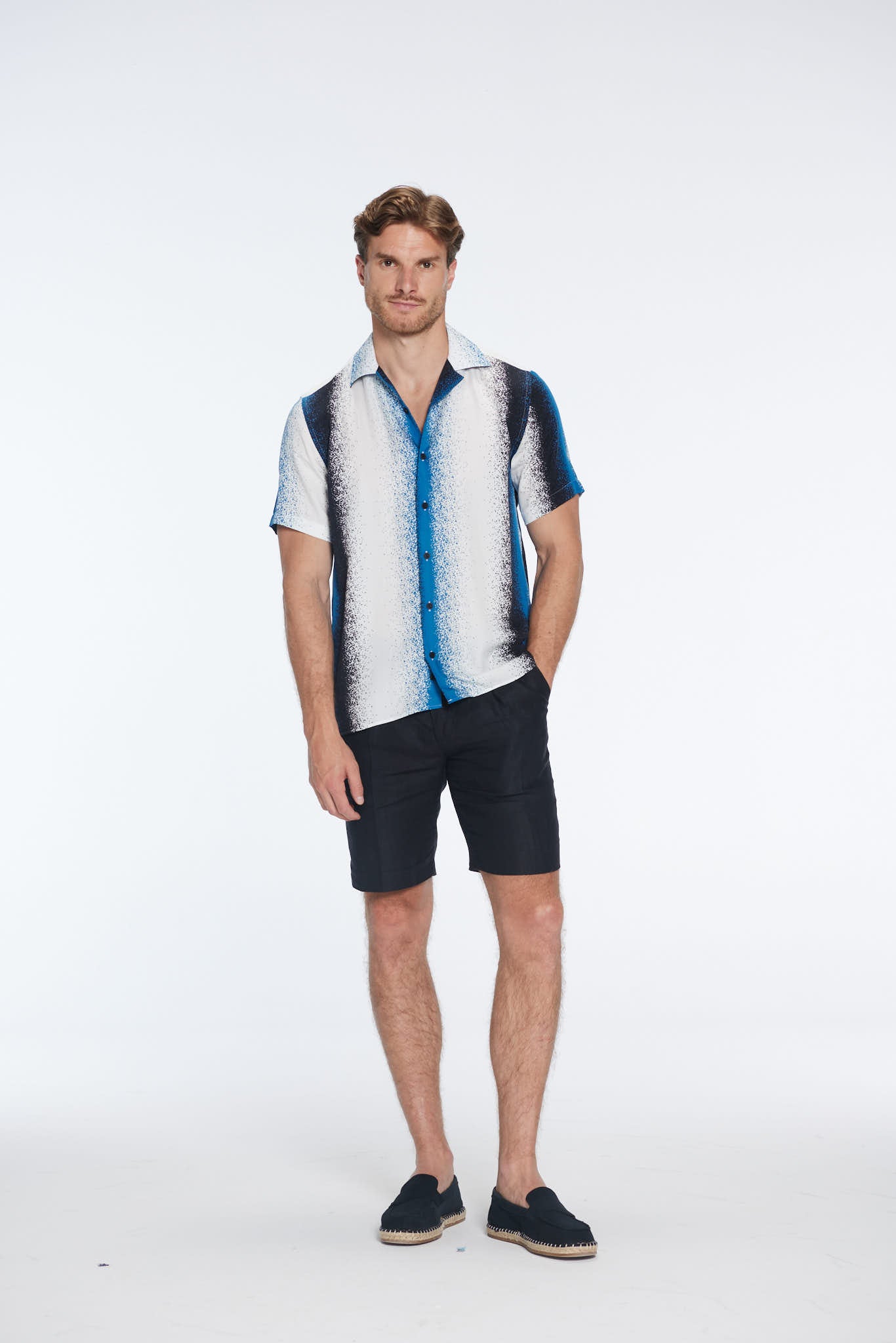 Caspian Blue Degraded Cotton Camp-Collar Shirt | Moeva | | Each week unveils new pieces—luxury swimwear, fluid resort silhouettes, and elevated summer-to-evening essentials designed to carry you from coastal escapes to city nights.