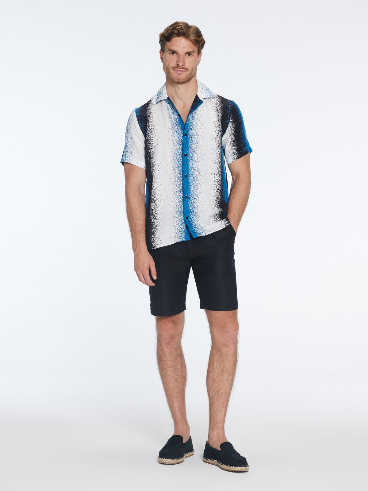 Caspian Blue Degraded Tencel Camp-Collar Shirt | Moeva | Shirt | Each week unveils new pieces—luxury swimwear, fluid resort silhouettes, and elevated summer-to-evening essentials designed to carry you from coastal escapes to city nights.