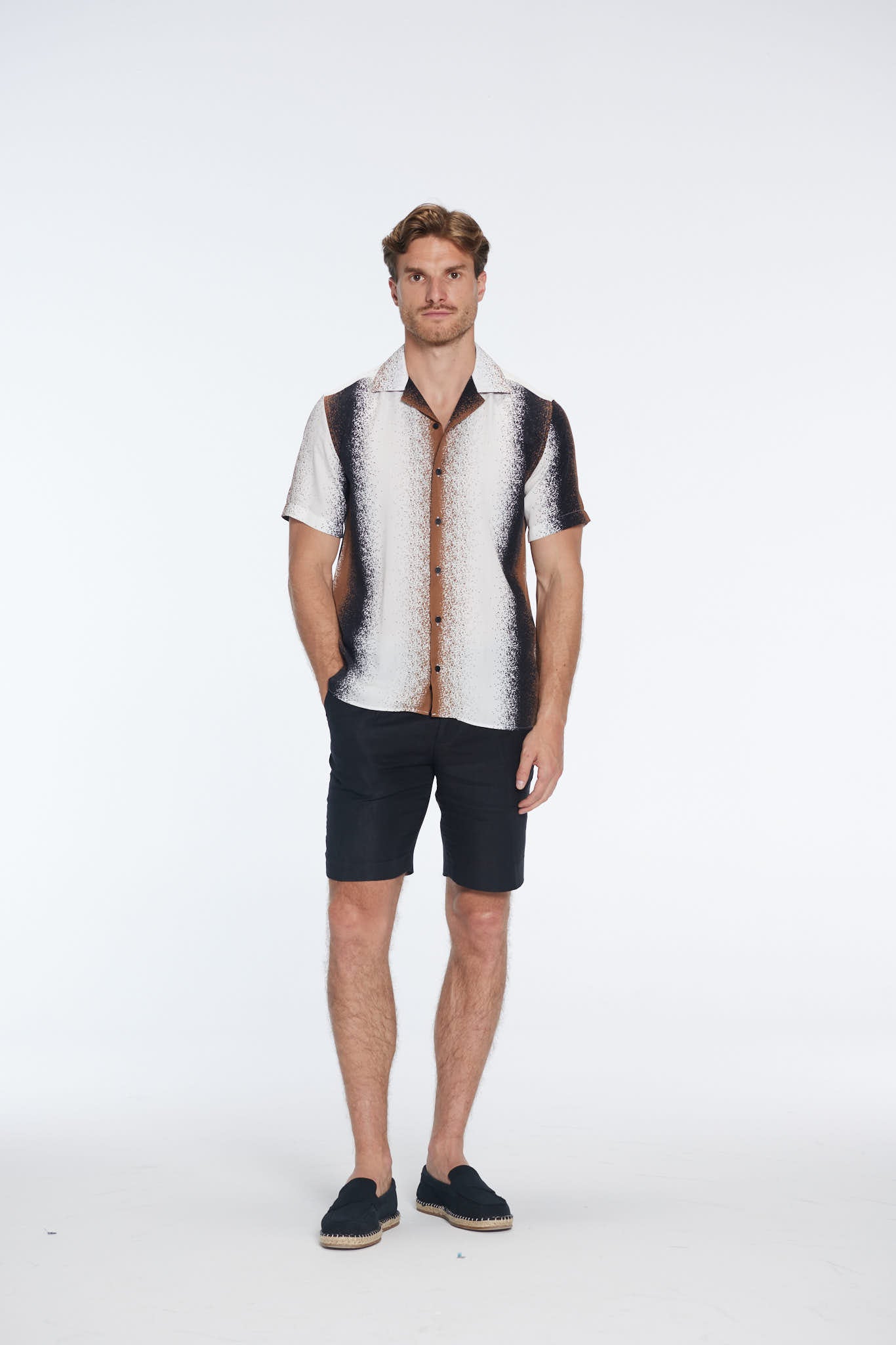 Caspian Black Degraded Cotton Camp-Collar Shirt | Moeva | | Each week unveils new pieces—luxury swimwear, fluid resort silhouettes, and elevated summer-to-evening essentials designed to carry you from coastal escapes to city nights.