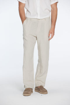 Adrian Beige Linen Straight-Leg Pants | Moeva | Pants | Each week unveils new pieces—luxury swimwear, fluid resort silhouettes, and elevated summer-to-evening essentials designed to carry you from coastal escapes to city nights.