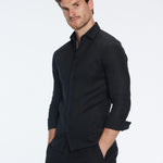 James Black Linen Slim-Fit Shirt | Moeva | Shirt | Each week unveils new pieces—luxury swimwear, fluid resort silhouettes, and elevated summer-to-evening essentials designed to carry you from coastal escapes to city nights.