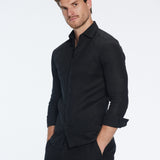 James Black Linen Slim-Fit Shirt | Moeva | Men Classic Collar Shirts | Each week unveils new pieces—luxury swimwear, fluid resort silhouettes, and elevated summer-to-evening essentials designed to carry you from coastal escapes to city nights.