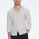 James Khaki Linen Slim-Fit Shirt | Moeva | Men Classic Collar Shirts | Each week unveils new pieces—luxury swimwear, fluid resort silhouettes, and elevated summer-to-evening essentials designed to carry you from coastal escapes to city nights.