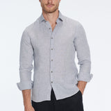 James Grey Linen Slim-Fit Shirt | Moeva | Men Classic Collar Shirts | Each week unveils new pieces—luxury swimwear, fluid resort silhouettes, and elevated summer-to-evening essentials designed to carry you from coastal escapes to city nights.