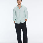 James Green Linen Slim-Fit Shirt | Moeva | Shirt | Each week unveils new pieces—luxury swimwear, fluid resort silhouettes, and elevated summer-to-evening essentials designed to carry you from coastal escapes to city nights.