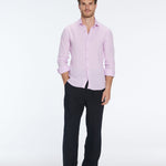 James Pink Linen Slim-Fit Shirt | Moeva | Shirt | Each week unveils new pieces—luxury swimwear, fluid resort silhouettes, and elevated summer-to-evening essentials designed to carry you from coastal escapes to city nights.