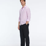 James Pink Linen Slim-Fit Shirt | Moeva | Shirt | Each week unveils new pieces—luxury swimwear, fluid resort silhouettes, and elevated summer-to-evening essentials designed to carry you from coastal escapes to city nights.