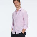James Pink Linen Slim-Fit Shirt | Moeva | Shirt | Each week unveils new pieces—luxury swimwear, fluid resort silhouettes, and elevated summer-to-evening essentials designed to carry you from coastal escapes to city nights.