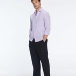 James Lilac Linen Slim-Fit Shirt | Moeva | Shirt | Each week unveils new pieces—luxury swimwear, fluid resort silhouettes, and elevated summer-to-evening essentials designed to carry you from coastal escapes to city nights.