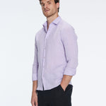 James Lilac Linen Slim-Fit Shirt | Moeva | Shirt | Each week unveils new pieces—luxury swimwear, fluid resort silhouettes, and elevated summer-to-evening essentials designed to carry you from coastal escapes to city nights.