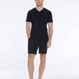 Rex Black V-Neck Cotton T-Shirt | Moeva | Men V-Neck Shirts | Each week unveils new pieces—luxury swimwear, fluid resort silhouettes, and elevated summer-to-evening essentials designed to carry you from coastal escapes to city nights.
