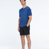 Rex Blue V-Neck Cotton T-Shirt | Moeva | Men V-Neck Shirts | Each week unveils new pieces—luxury swimwear, fluid resort silhouettes, and elevated summer-to-evening essentials designed to carry you from coastal escapes to city nights.