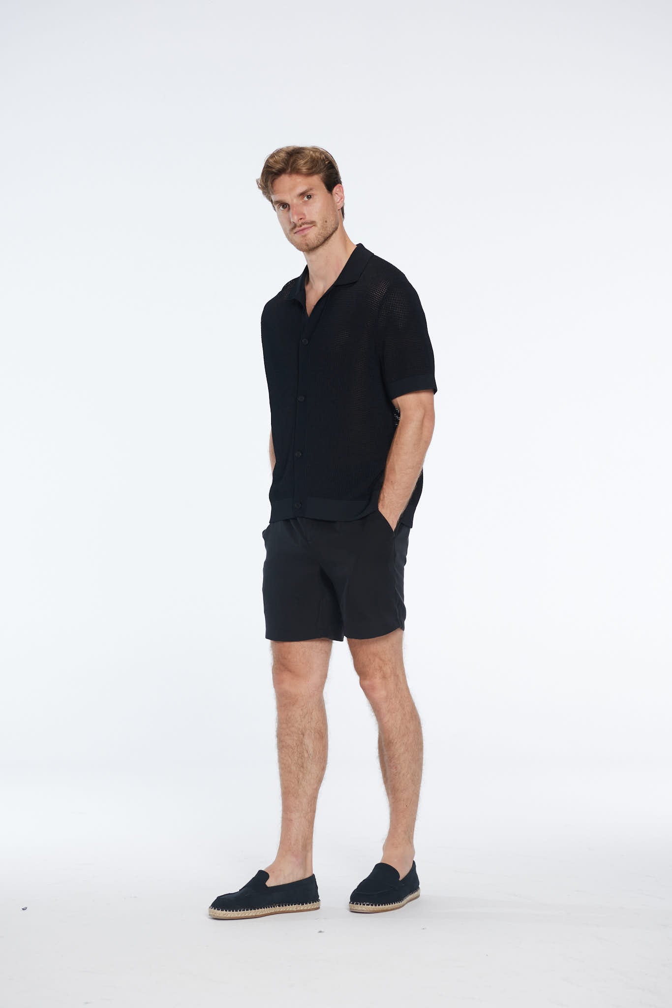 Dominic Black Cotton Shorts | Moeva | Shorts | Each week unveils new pieces—luxury swimwear, fluid resort silhouettes, and elevated summer-to-evening essentials designed to carry you from coastal escapes to city nights.