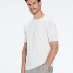 Oscar White Round Neck T-Shirt | Moeva | T-Shirt | Each week unveils new pieces—luxury swimwear, fluid resort silhouettes, and elevated summer-to-evening essentials designed to carry you from coastal escapes to city nights.