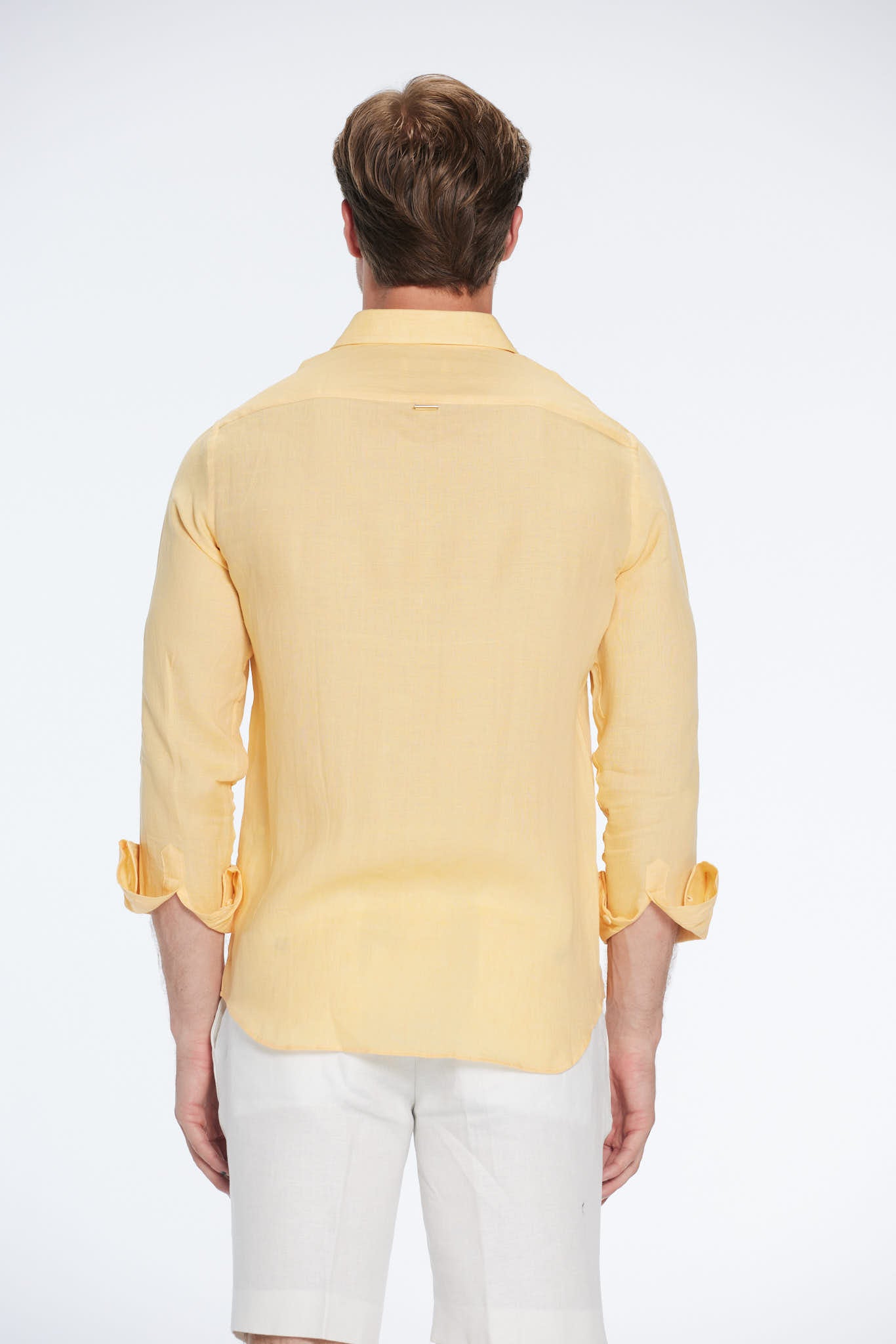 Harry Yellow Linen Shirt with Spread Collar | Moeva | Shirt | Each week unveils new pieces—luxury swimwear, fluid resort silhouettes, and elevated summer-to-evening essentials designed to carry you from coastal escapes to city nights.