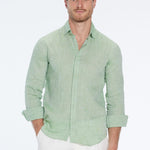 Harry Green Linen Shirt with Spread Collar | Moeva | Shirt | Each week unveils new pieces—luxury swimwear, fluid resort silhouettes, and elevated summer-to-evening essentials designed to carry you from coastal escapes to city nights.