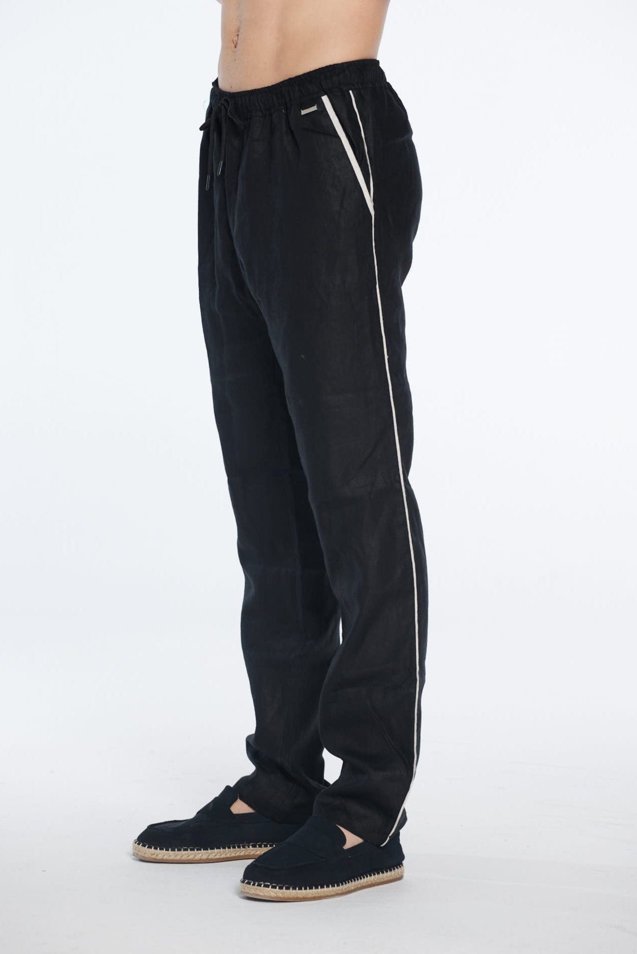 Joseph Black Linen Straight-Leg Pants | Moeva | Men Pants | Each week unveils new pieces—luxury swimwear, fluid resort silhouettes, and elevated summer-to-evening essentials designed to carry you from coastal escapes to city nights.