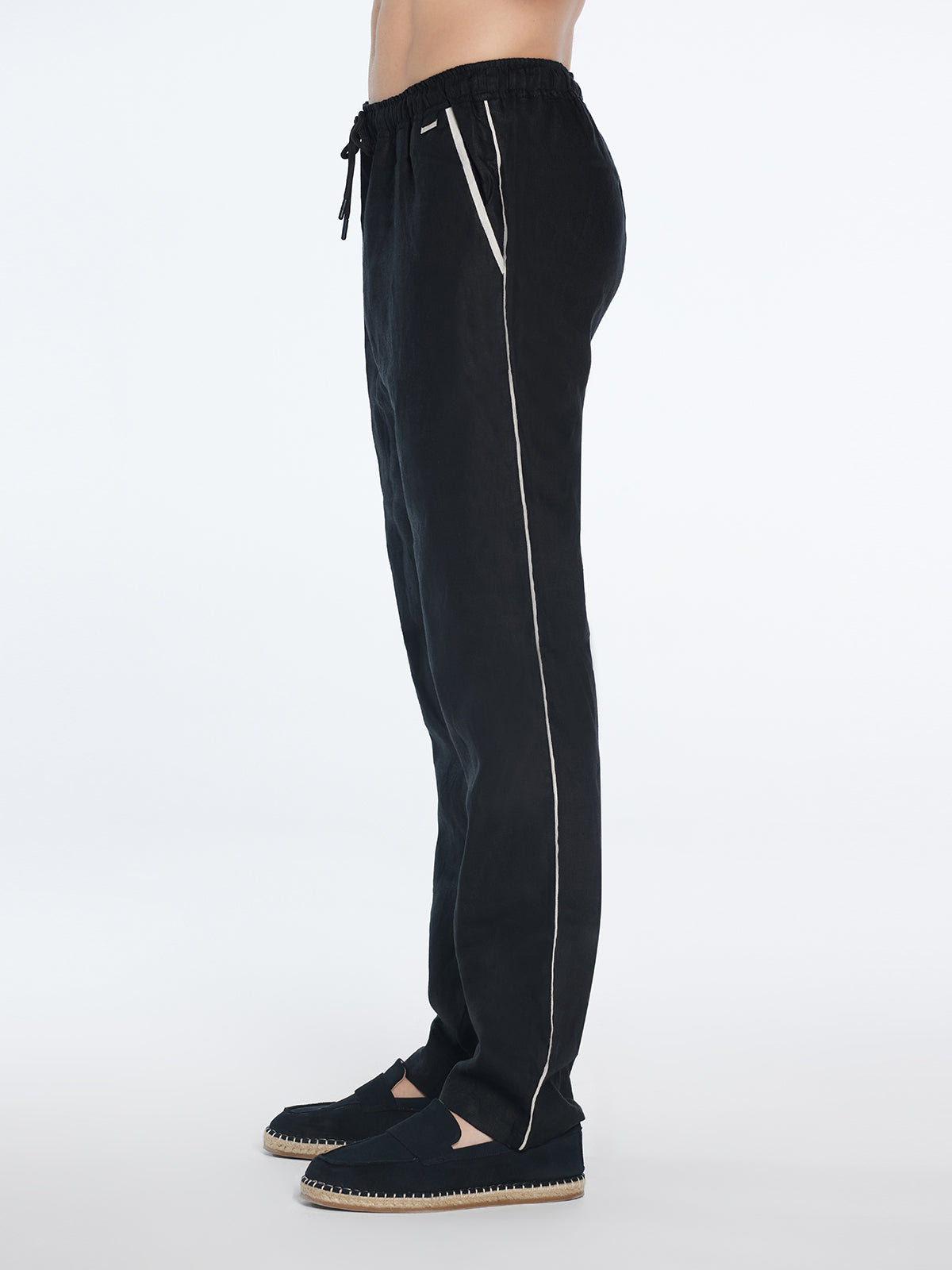 Joseph Black Linen Straight-Leg Pants | Moeva | Pants | Each week unveils new pieces—luxury swimwear, fluid resort silhouettes, and elevated summer-to-evening essentials designed to carry you from coastal escapes to city nights.
