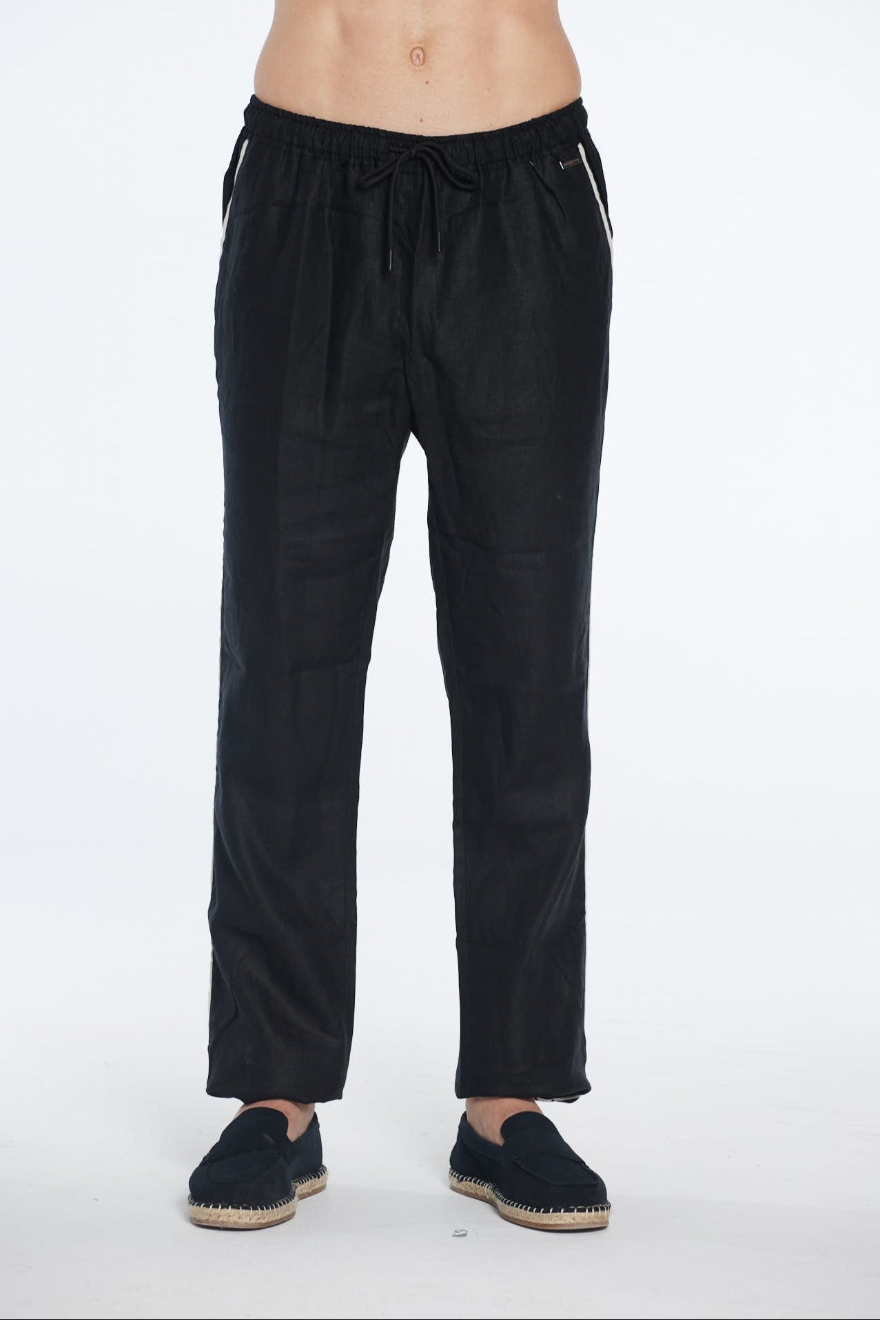 Joseph Black Linen Straight-Leg Pants | Moeva | Men Pants | Each week unveils new pieces—luxury swimwear, fluid resort silhouettes, and elevated summer-to-evening essentials designed to carry you from coastal escapes to city nights.