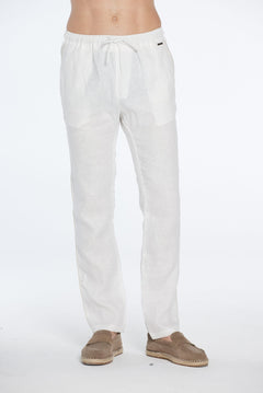 Joseph White Linen Straight-Leg Pants | Moeva | Pants | Each week unveils new pieces—luxury swimwear, fluid resort silhouettes, and elevated summer-to-evening essentials designed to carry you from coastal escapes to city nights.