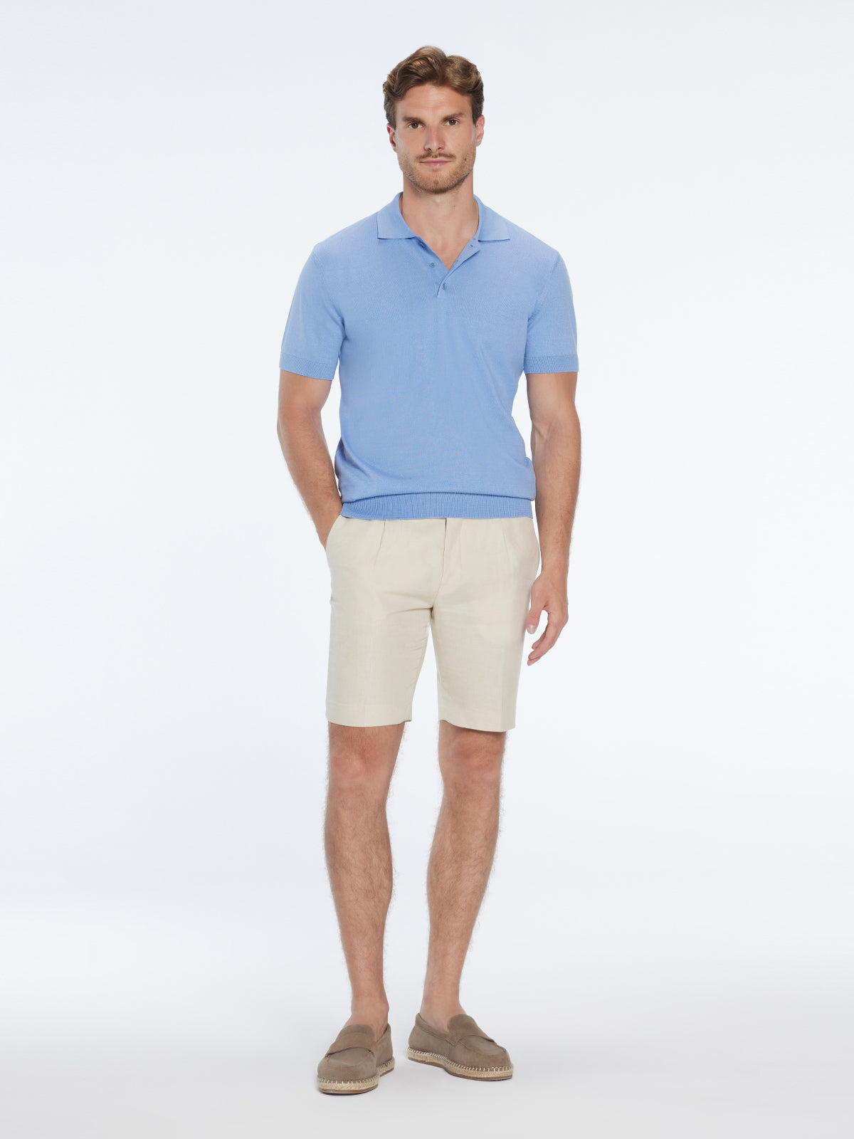 Johan Baby Blue Cotton Polo Shirt | Moeva | T-Shirt | Each week unveils new pieces—luxury swimwear, fluid resort silhouettes, and elevated summer-to-evening essentials designed to carry you from coastal escapes to city nights.