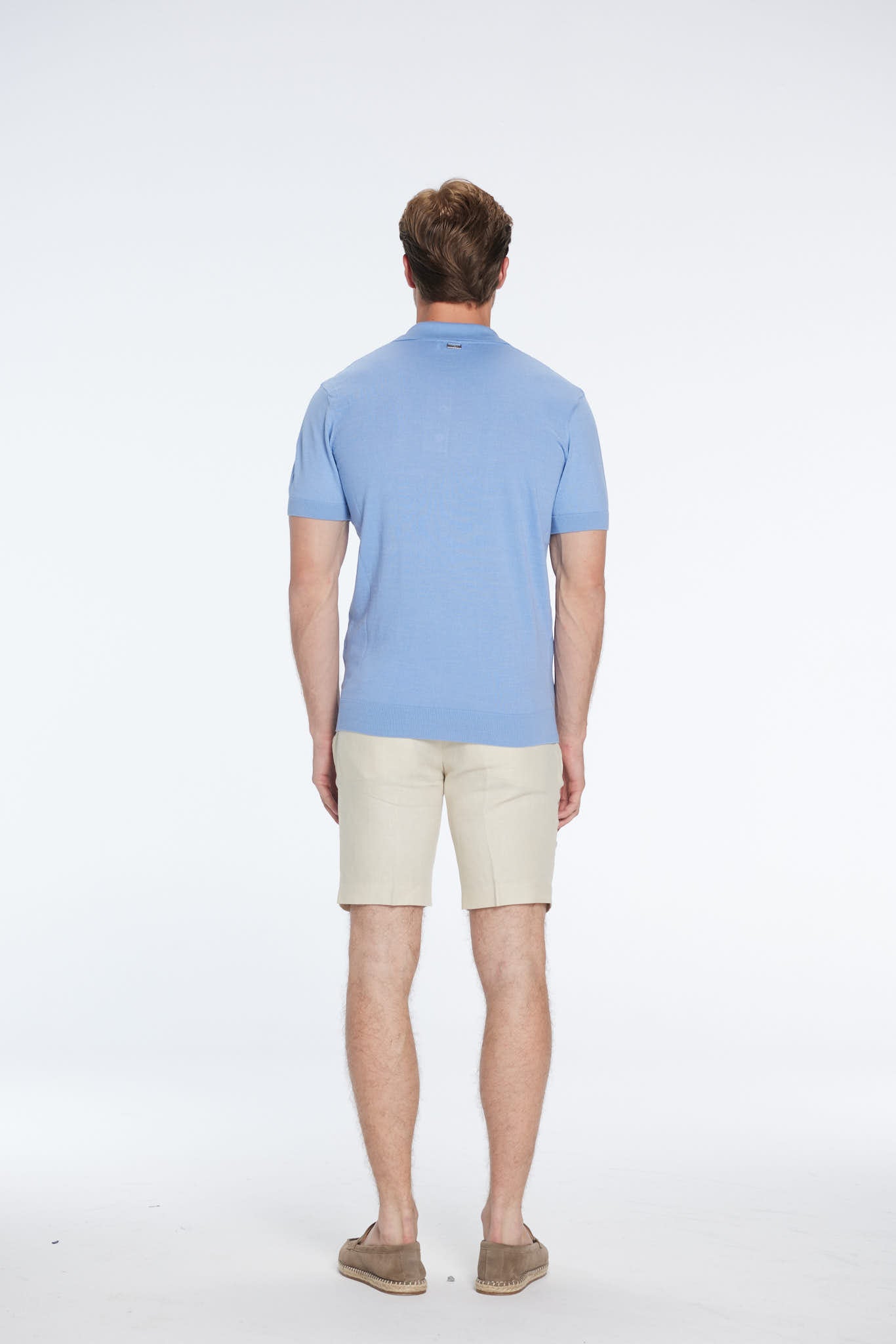 Johan Baby Blue Cotton Polo Shirt | Moeva | Men Polo Shirts | Each week unveils new pieces—luxury swimwear, fluid resort silhouettes, and elevated summer-to-evening essentials designed to carry you from coastal escapes to city nights.