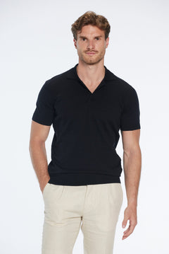 Johan Black Cotton Polo Shirt | Moeva | T-Shirt | Each week unveils new pieces—luxury swimwear, fluid resort silhouettes, and elevated summer-to-evening essentials designed to carry you from coastal escapes to city nights.