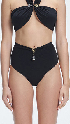 Meredith Black High Waist Satin Bikini Bottom | Moeva | Bikini Bottom | Each week unveils new pieces—luxury swimwear, fluid resort silhouettes, and elevated summer-to-evening essentials designed to carry you from coastal escapes to city nights.