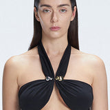 Meredith Black Halter Satin Bikini Top | Moeva | Bikini Top | Each week unveils new pieces—luxury swimwear, fluid resort silhouettes, and elevated summer-to-evening essentials designed to carry you from coastal escapes to city nights.