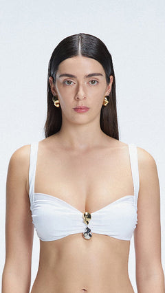 Emilia White Balconette Solid Bikini Top | Moeva | Bikini Top | Each week unveils new pieces—luxury swimwear, fluid resort silhouettes, and elevated summer-to-evening essentials designed to carry you from coastal escapes to city nights.