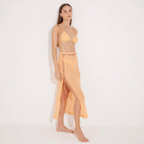Maritza Orange Sheer High-Rise Skirt with Gold Chain Belt | Moeva | Skirt | Each week unveils new pieces—luxury swimwear, fluid resort silhouettes, and elevated summer-to-evening essentials designed to carry you from coastal escapes to city nights.