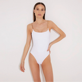 Ninetta White Scoop Neck Swimsuit | Moeva | Swimsuit | Each week unveils new pieces—luxury swimwear, fluid resort silhouettes, and elevated summer-to-evening essentials designed to carry you from coastal escapes to city nights.