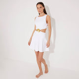 Lanao White Cut-Out Knit Mini Dress with Gold Detail | Moeva | Dress | Each week unveils new pieces—luxury swimwear, fluid resort silhouettes, and elevated summer-to-evening essentials designed to carry you from coastal escapes to city nights.