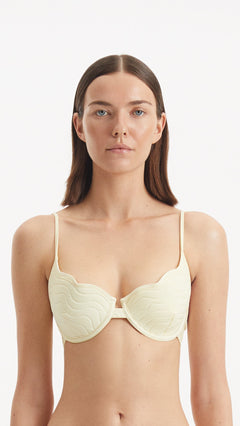 Salila Yellow Underwired Wave Textured Bikini Top | Moeva | Bikini Top | Each week unveils new pieces—luxury swimwear, fluid resort silhouettes, and elevated summer-to-evening essentials designed to carry you from coastal escapes to city nights.