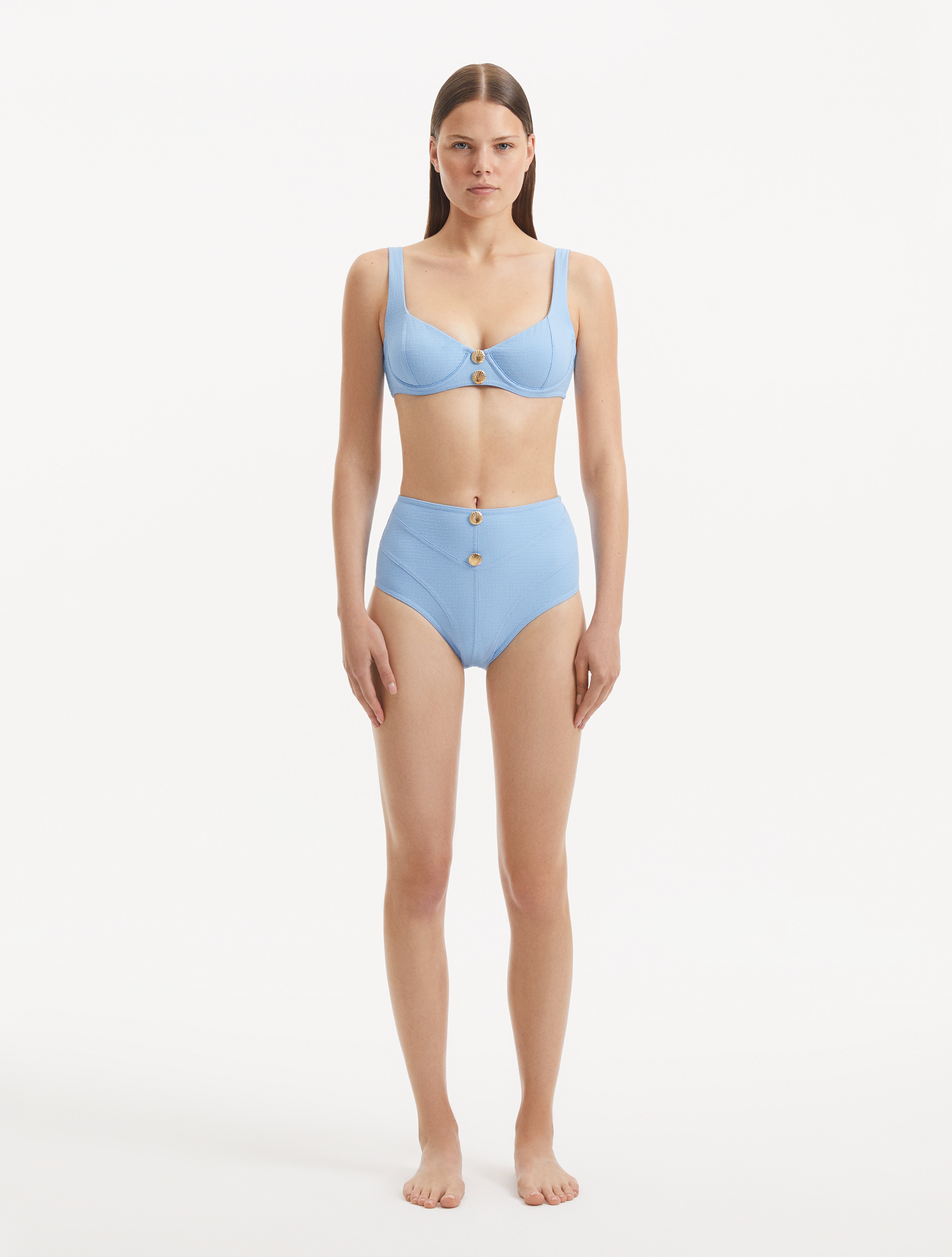 Adva Baby Blue Balconette Textured Bikini Top | Moeva | Bikini Top | Each week unveils new pieces—luxury swimwear, fluid resort silhouettes, and elevated summer-to-evening essentials designed to carry you from coastal escapes to city nights.