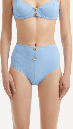 Adva Baby Blue High Waist Textured Bikini Bottom | Moeva | Bikini Bottom | Each week unveils new pieces—luxury swimwear, fluid resort silhouettes, and elevated summer-to-evening essentials designed to carry you from coastal escapes to city nights.