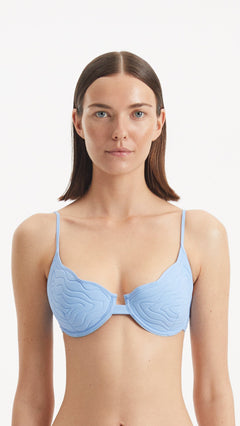 Salila Baby Blue Underwired Wave Textured Bikini Top | Moeva | Bikini Top | Each week unveils new pieces—luxury swimwear, fluid resort silhouettes, and elevated summer-to-evening essentials designed to carry you from coastal escapes to city nights.
