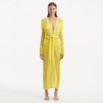 Itzel Yellow Knitted Mesh Long-Sleeve Kaftan | Moeva | Kaftan | Each week unveils new pieces—luxury swimwear, fluid resort silhouettes, and elevated summer-to-evening essentials designed to carry you from coastal escapes to city nights.