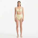 Adva Yellow Balconette Textured High Waist Bikini Set | Moeva | Bikini Set | Each week unveils new pieces—luxury swimwear, fluid resort silhouettes, and elevated summer-to-evening essentials designed to carry you from coastal escapes to city nights.