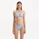 Sarita Baby Blue Triangle Wave Textured Side Tie Bikini Set | Moeva | Bikini Set | Each week unveils new pieces—luxury swimwear, fluid resort silhouettes, and elevated summer-to-evening essentials designed to carry you from coastal escapes to city nights.