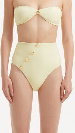 Baia Yellow High Waist Bikini Bottom | Moeva | Bikini Bottom | Each week unveils new pieces—luxury swimwear, fluid resort silhouettes, and elevated summer-to-evening essentials designed to carry you from coastal escapes to city nights.