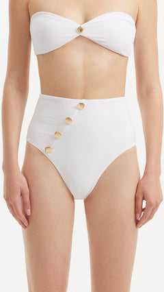 Baia White High Waist Bikini Bottom | Moeva | Bikini Bottom | Each week unveils new pieces—luxury swimwear, fluid resort silhouettes, and elevated summer-to-evening essentials designed to carry you from coastal escapes to city nights.