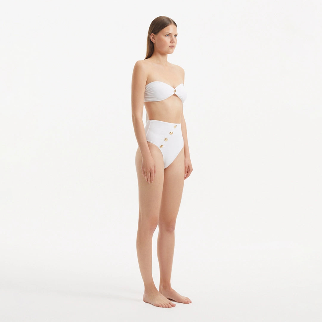 Baia White Bandeau High Waist Bikini Set | Moeva | Bikini Set | Each week unveils new pieces—luxury swimwear, fluid resort silhouettes, and elevated summer-to-evening essentials designed to carry you from coastal escapes to city nights.