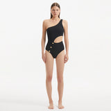 Narelle Black One Shoulder Textured Swimsuit | Moeva | Swimsuit | Each week unveils new pieces—luxury swimwear, fluid resort silhouettes, and elevated summer-to-evening essentials designed to carry you from coastal escapes to city nights.