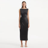 Apollo Black Satin Sleeveless Long Dress with Side Slit | Moeva | Dress | Each week unveils new pieces—luxury swimwear, fluid resort silhouettes, and elevated summer-to-evening essentials designed to carry you from coastal escapes to city nights.