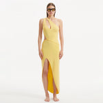 Shore Yellow One-Shoulder Maxi Knitted Dress with Cut-Out Details | Moeva | Dress | Each week unveils new pieces—luxury swimwear, fluid resort silhouettes, and elevated summer-to-evening essentials designed to carry you from coastal escapes to city nights.