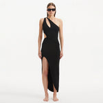 Shore Black One-Shoulder Maxi Knitted Dress with Cut-Out Details | Moeva | Dress | Each week unveils new pieces—luxury swimwear, fluid resort silhouettes, and elevated summer-to-evening essentials designed to carry you from coastal escapes to city nights.