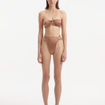 Clyde Brown Bandeau Satin Bikini Top | Moeva | Bikini Top | Each week unveils new pieces—luxury swimwear, fluid resort silhouettes, and elevated summer-to-evening essentials designed to carry you from coastal escapes to city nights.